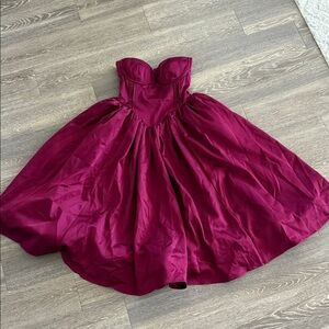House of CB Rich Wine Strapless Dress midi length